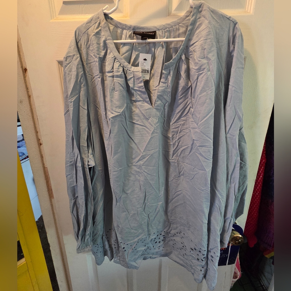 Light Blue Women's Long Sleeve Tunic Top